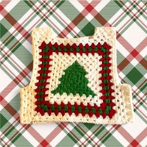 crochet christmas tree holiday cropped vest HANDMADE